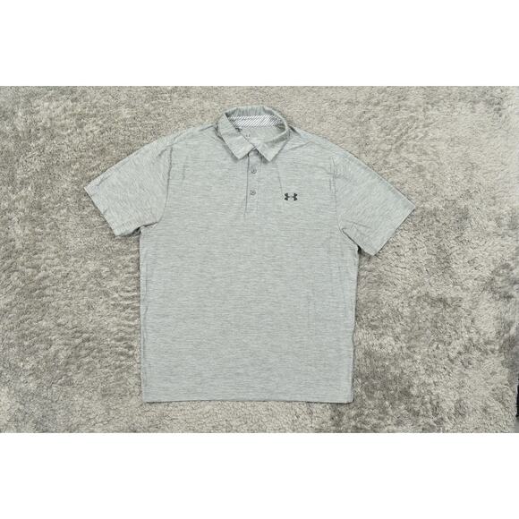Under Armour Men's L Gray Polo Shirt Polyester Loose Heatgear Golf - Picture 3 of 7